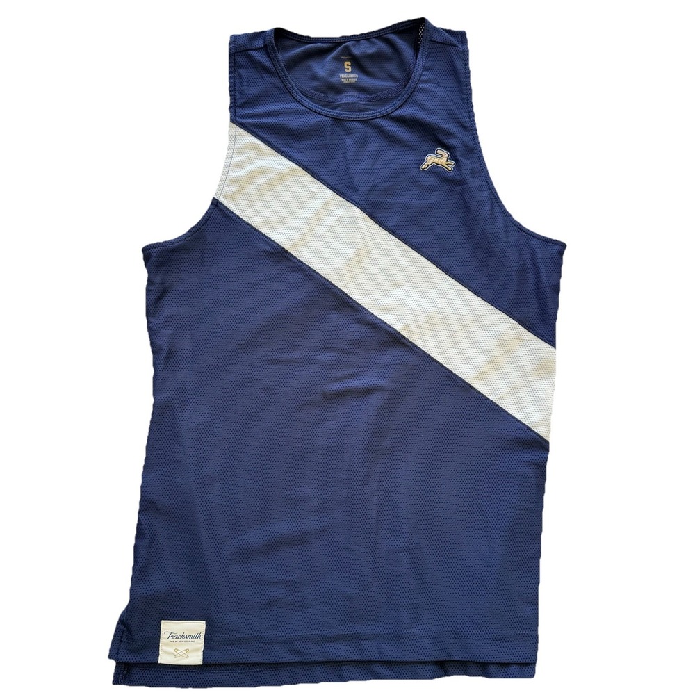 TRACKSMITH Van Cortlandt Race Day Singlet Navy White Women's Small Running Tank - Picture 4 of 13